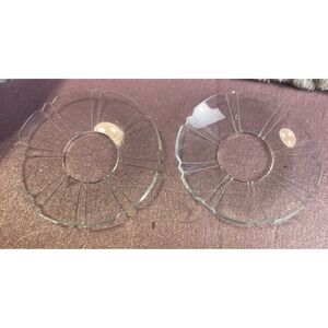 Set Of 2 Etched Glass Vintage bobeches candle Drip Catchers